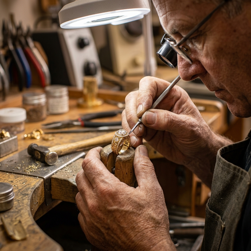 Ceylon Gem Maison artisan crafting a bespoke ring at the bench